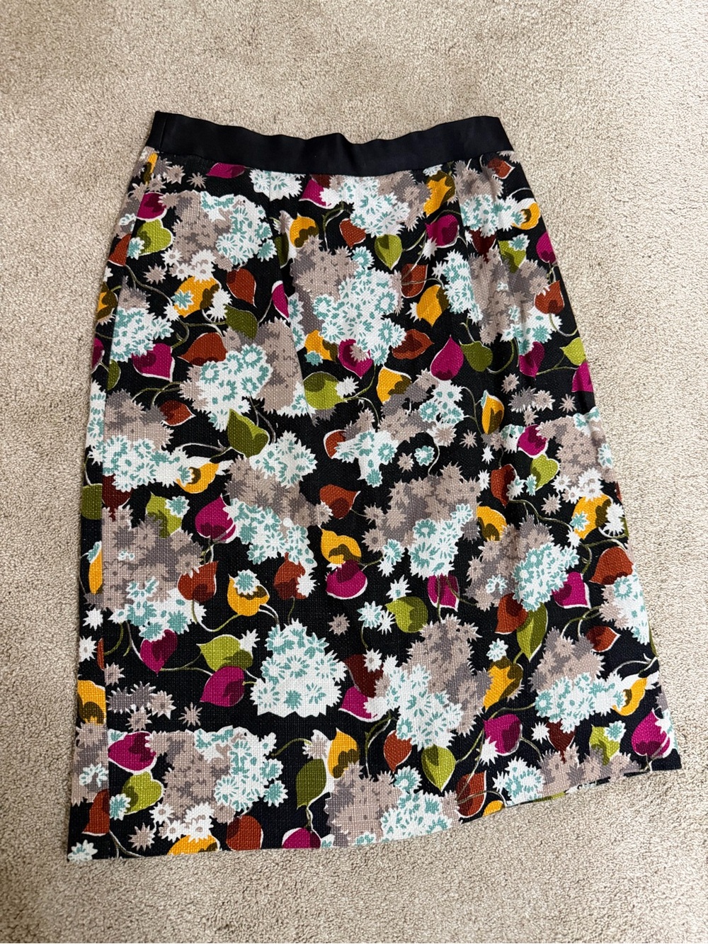 Anthropologie Floral Print Pencil Skirt in Black and Multicolor